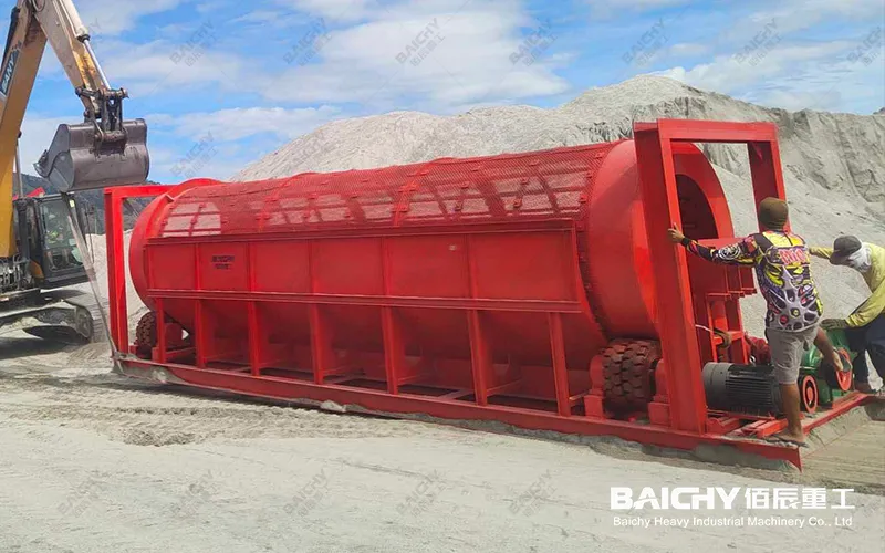 Просеивание мокрого материала, Барабанный грохот, Барабанная грохочущая машина